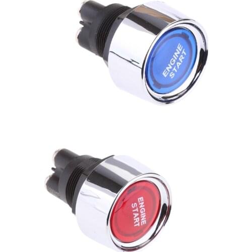 2pcs DC 12V Ignition Switch Panel Racing Car Engine Start Push Button Red/Blue LED Light