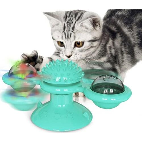 2020 Whirling Scratching With Led Ball Teasing Interactive Massage Kitten Turntable Pet Tickle Soft Educational Windmill Cat Toy