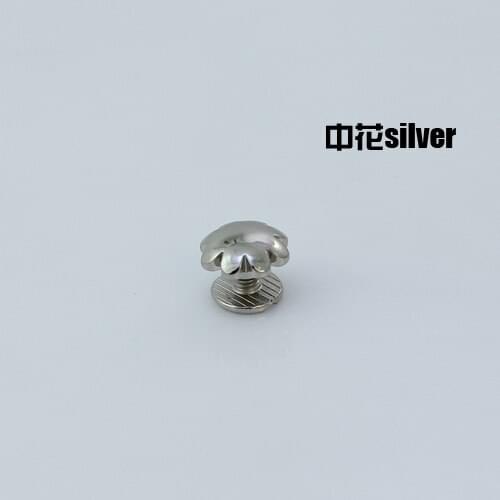 50pc SCREWBACK SPIKE Middle Flower leathercraft Silver