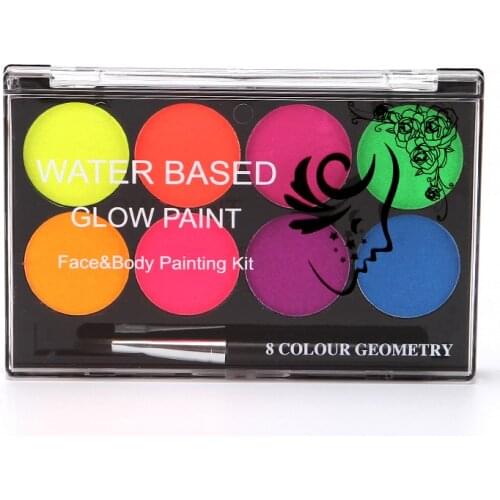 8 Colors luminiscent Face body paint maquiagem UV glow in the dark Party Fancy Clown makeup make up painting kit wholesale