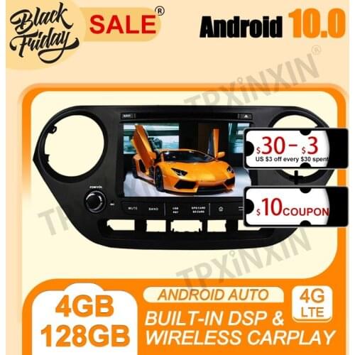 Android 10.0 4G+128G PX6 IPS Carplay DSP For Hyundai I10 2013-2016 Multimedia Player Auto Radio Tape Recorder GPS Navi Head Unit