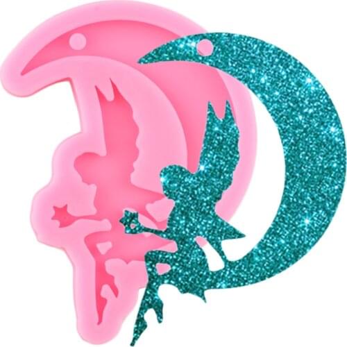 Shiny Fairy Moon Keychain Mould Silicone Molds DIY Jewellery Making Epoxy Resin Moulds