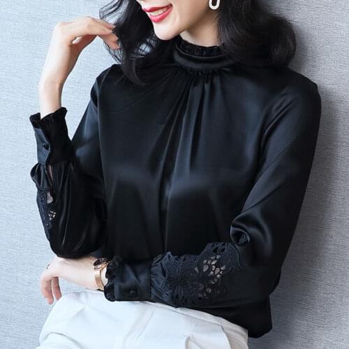 Womens Spring Autumn Style Blouses Shirts Womens Hollow Out Long Sleeve Embroidery Solid color Korean Elegant Tops SP637