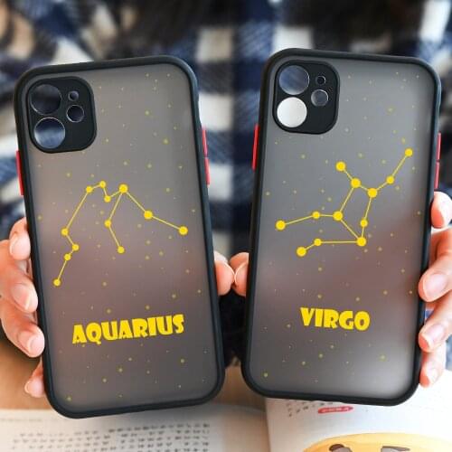 JAMULAR 12 Constellation Straight Edge Case for iPhone X XR XS 11 Pro MAX 7 8 Plus 9 SE 2020 Zodiac Signs Silicone Phone Cover