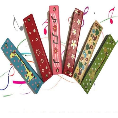 Children Harmonica Random Color Baby Wood Plastic 16 Holes Harmonica Baby Kids Musical Instrument Early Educational Toys Gifts