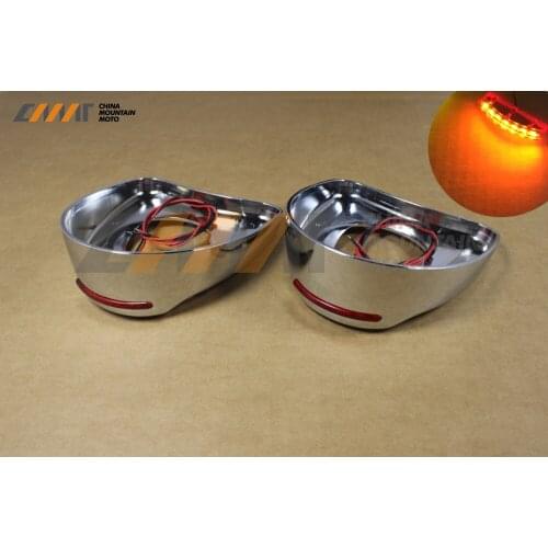 Chrome Fairing Mount Side Mirror LED Cover Shell case for Harley Electra Glide 1996-2016