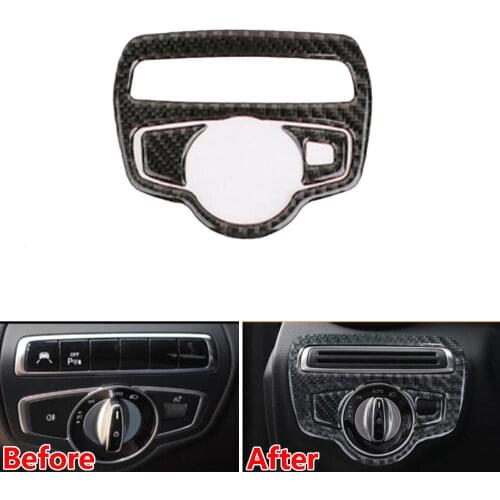 Headlight Lamp Switch Cover Trim Interior Decor Frame Car Styling Accessory For Mercedes Benz C Class C200L C180L GLC260 2016 17