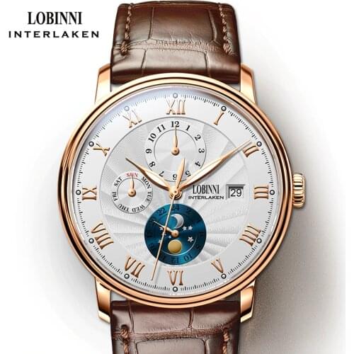 LOBINNI Men Watches Luxury Switzerland Brand wrist watch Seagull Watch Men Auto Mechanical Sapphire relogio masculino Male Watch