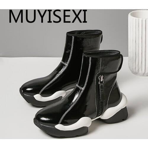 Western design zipper mixed color 5cm med thick bottom superstar fashion gorgeous keep warm winter lady ankle boot TN36 MUYISEXI