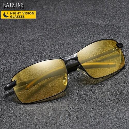 KAIXING Brand Aluminum-Magnesium Night Vision Goggles Yellow Lens Polarized Sunglasses At Night Driving Glasses For Men 2020