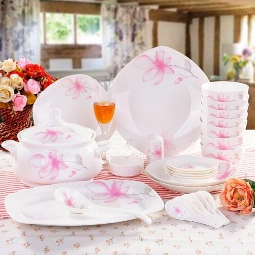 The 56 pieces Jingdezhen bowl set head bowl dish bone china tableware Suit Wedding Gifts
