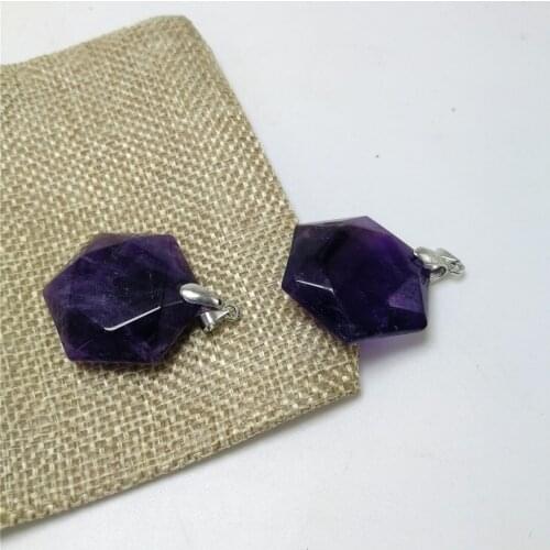 Natural gemstones purple quartz crystals and stones polished jewelry amethyst pendant for woman gifts