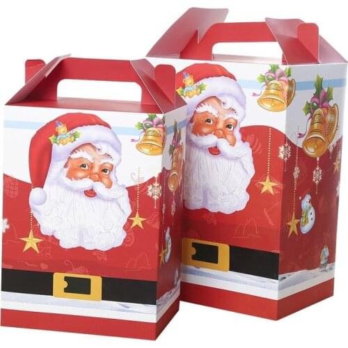 New Christmas gift box portable paper box Christmas Candy Box Santa Claus gift box Christmas Eve apple box 10 pieces 1 batch