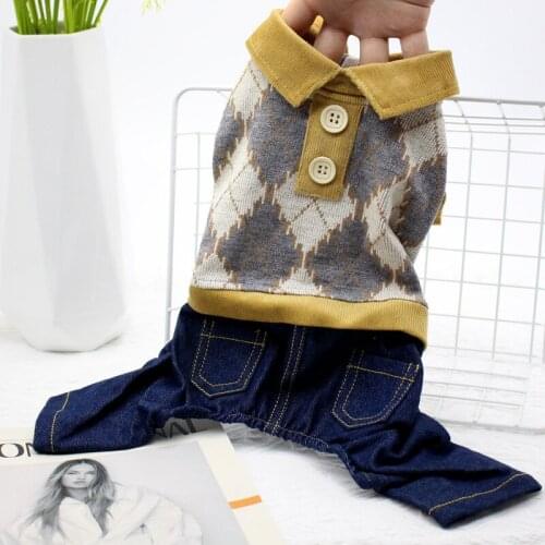 Dog clothes autumn and winter wear new Teddy small dog puppy diamond jeans autumn suit dog clothes winter