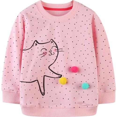 Autumn Winter Girls Polka Dot Sweatshirts Fashion Cute Children Cotton Costume Long Sleeve Sweater Tops Girls
