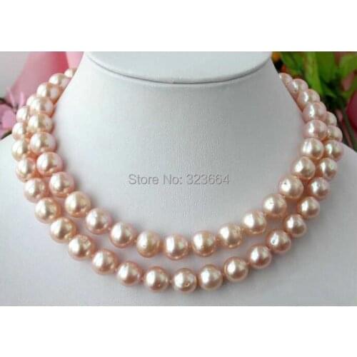 REAL 32" 12MM ROUND PINK FRESHWATER CULTURED PEARL NECKLACE