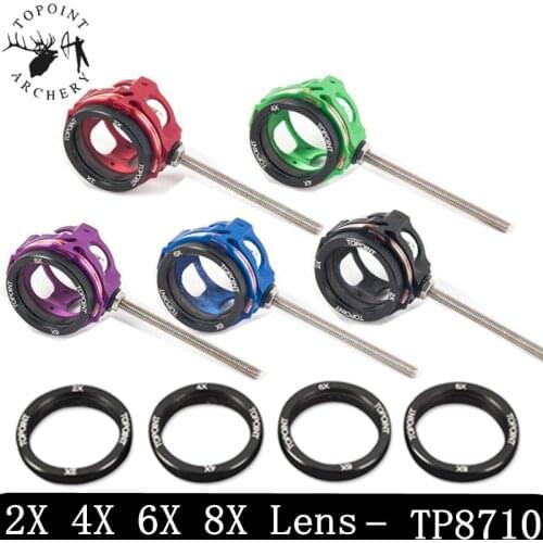 Archery Compound Bow Scope Sight 2x 4x 6x 8x Lens .019 Optical Fiber 1 Pin 29mm Bow Sight For Bows Hunting Shooting Accessories