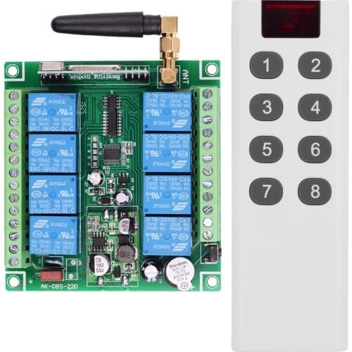 New DC 12V 24V 36V 48V 8 Channel 8 CH 10A Relay RF Wireless Remote Control Lighting Switch With 2PCS White Remote Control