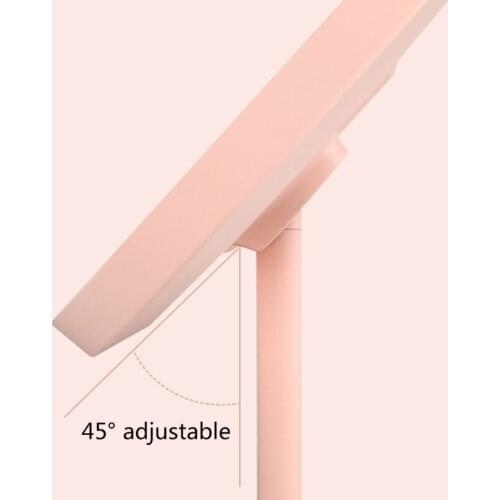 Q1QD LED Lighted Desktop Makeup Mirror with Base Hooks USB Rechargeable Portable Stepless Dimming Lamp Cosmetic Vanity Mirror