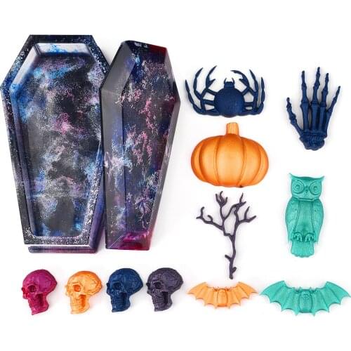 Skull Skeleton Silicone Mold Resin Mold Party Decoration DIY Ghost Skull Mold Halloween Horror Bones Jack-O-Lantern DIY Jewelry