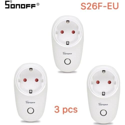 Sonoff S26 WiFi Basic Smart Socket EU-Type F S26F Wireless Plug Power Sockets Smart Home Switch Work With Alexa Google Assistant