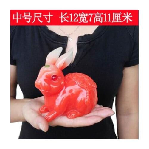 Crafts Craftwork creative ornaments animals animals Wedding gift bold red white rabbit pendulum statues Home