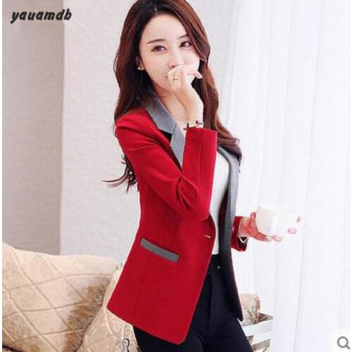Yauamdb Women Blazer Spring Autumn Size S-3xl Female Solid Suits Ladies Pockets Long Sleeve Jacket Slim Single Button Coat Y97