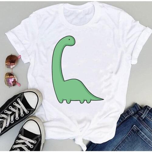 Women Cartoon 90s Fashion Funny Dinosaur Animal Print Sweet Summer Short Sleeve Lovely Clothes Tops Tees Tshirt T-Shirt