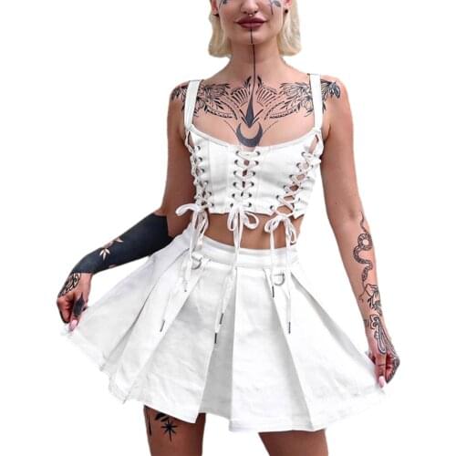 Womens Tank Tops Bandage Vest Hollow Out Lace Up Thin Summer Square Neck Shirt Bare Navel