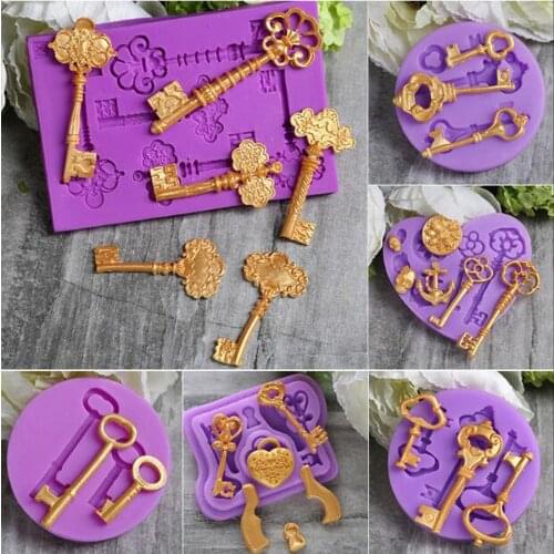 1PCS Many Kinds Of Key Shape Silicone Lace Cake Mold,Ice ,Jelly Candy Fondant Bakware DIY