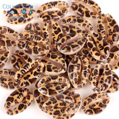 10-20mm Natural Brown Leopard Seashell Cowrie Conch Loose Spacer Beads Beach DIY for Jewelry Making Sea Shells Bracelet 10Pcs