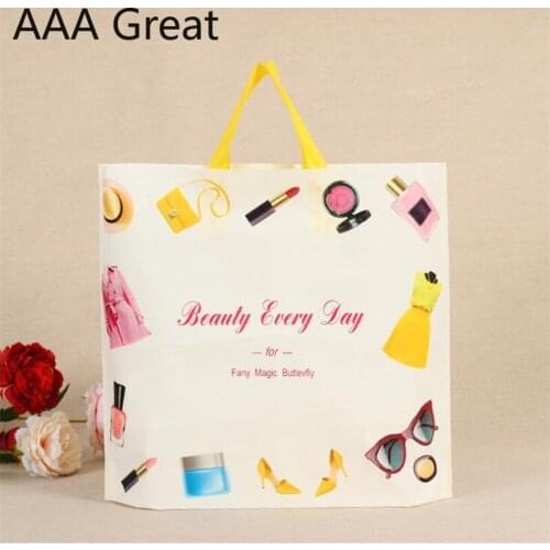 100Pcs/Lot Gift Bags Handles Plastic Bag For Clothes Storage Bag Party Supplies Shopping Pouches Packaging Wedding Decorations