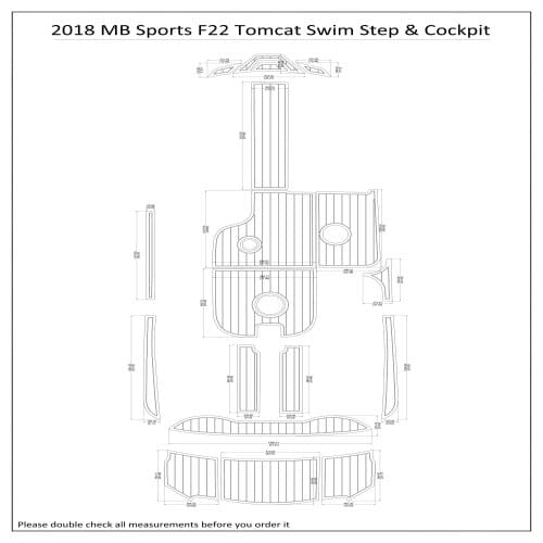 2018 MB Sports F22 Tomcat Swim Step & Cockpit Pad Boat EVA Teak Decking 1/4" 6mm
