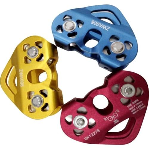 30KN Double Trolley Pulley Aluminum Zip Line Rock Climbing Mountaineering Rescue