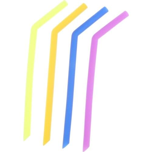4 Pieces Eco-Friendly Silicone Flexible BPA Free Reusable Drinking Straws Shatter Resistant Extra Long 25cm