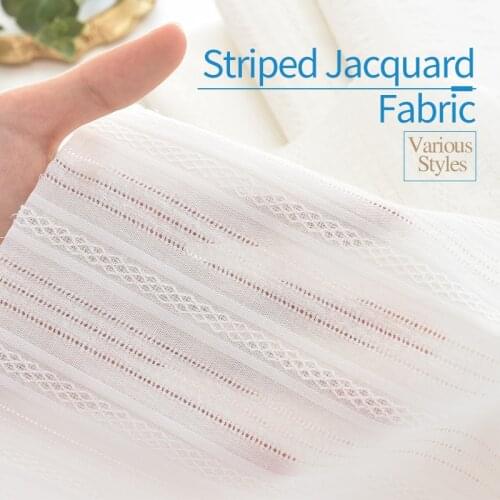50cm/pcs White stripe jacquard fabric cotton cloth embroidered cloth shirt skirt baby clothes sunscreen DIY handmade