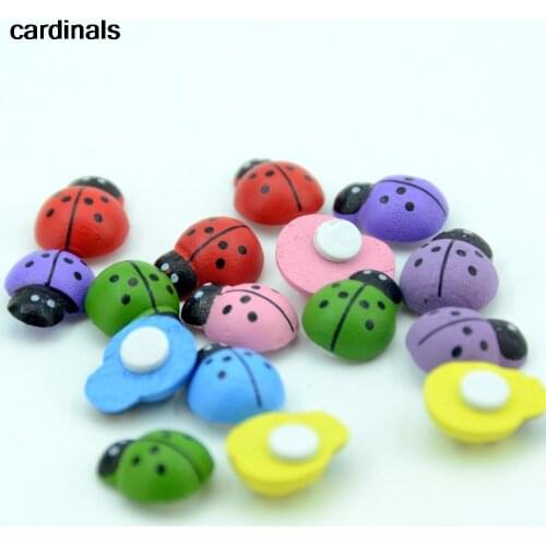 500Pcs Fashion Beatles Wooden Ladybird Wall Sticker Children Kids Painted DIY Craft Home Party Holiday Decoration Wall DIY