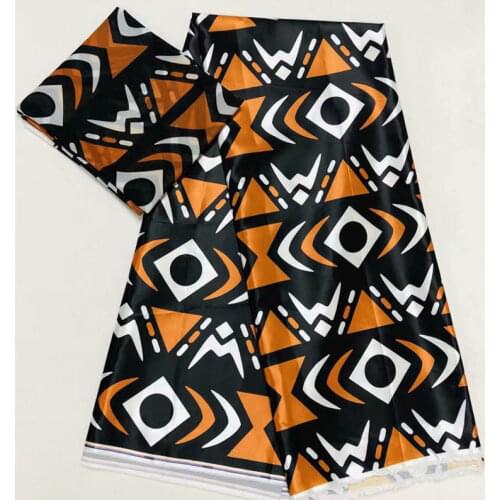 Latest high quality african wax pattern satin silk fabric 6 Yards for dress print wax satin fabric Sewing Material! XMF88253