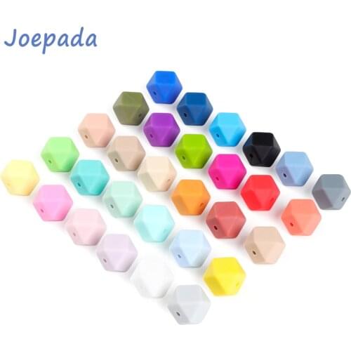 Joepada 100Pcs 14mm Hexagon Silicone Beads Food grade Baby Teething Beads DIY Baby Teething Necklace Accessories Baby Teether