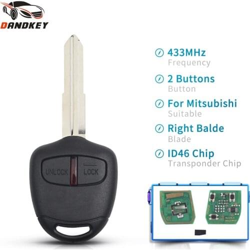 Dandkey 433MHz Uncut For MITSUBISHI Outlander Pajero Montero Triton ASX Lancer Car ID46 Chip Remote Control Key MIT11 Blade