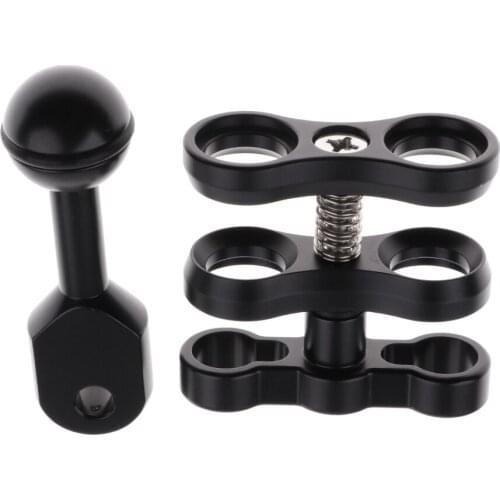 Dual 2 Hole Ball Clamp 3 Joint Mount Underwater Diving Snorkeling Light Connector Arm Bracket for Swim Diving Surfing Accessory