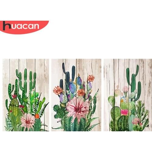 HUACAN Paint By Number Flower DIY Pictures By Numbers Plant Kits Drawing On Canvas Hand Painted Painting Art Gift Home Decor