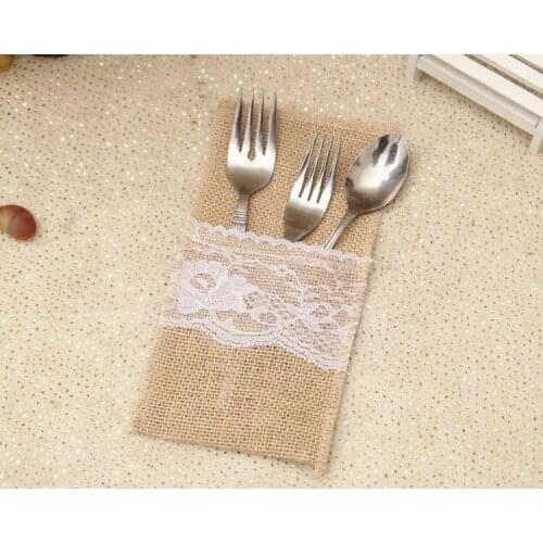 10pcs/lot Lace Wedding Tableware Home Party Supplies Festival Banquet Cutlery Bags Tableware Holder Pockets wedding decoration