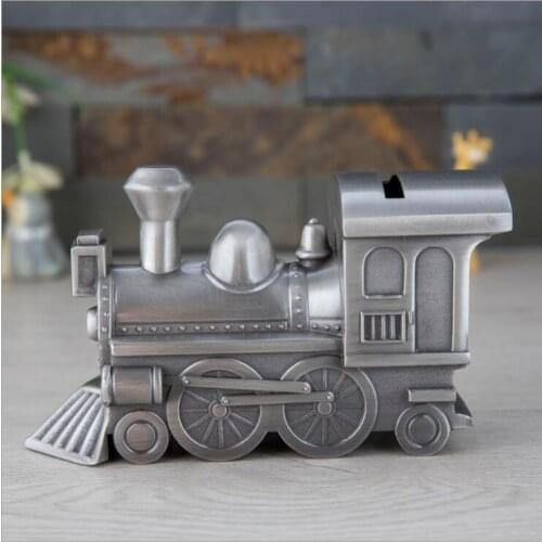 European steam train metal piggy bank money box coin bank cash box for money safe chilrdrens gifts SNG037