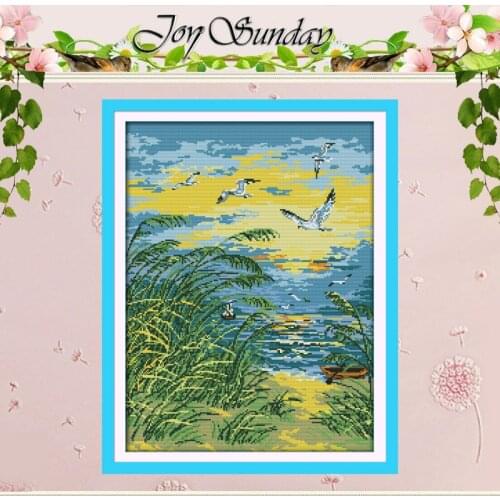 The Seaside Sunset Counted Cross Stitch 11CT 14CT Cross Stitch Set Wholesale Scenery Cross-stitch Kit Embroidery Needlework