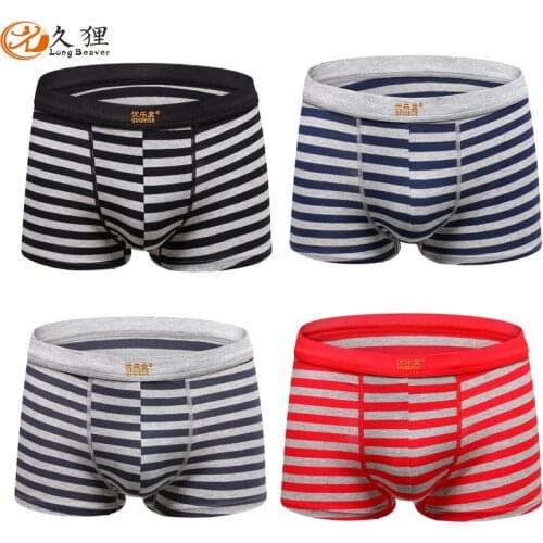 Mens underwear comfortable breathable stripes large size casual mid-rise four seasons tide male