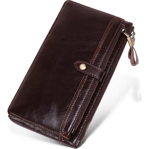 Men Wallet Genuine Leather Long Men Clutch Purse Wallet Long Clutch Zipper Mens Fashion Wallet Leather Purse Male Gift