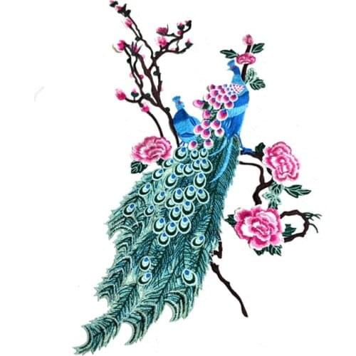 Peacock Patches Decorative Clothes Flower Embroidery Stickers Decals DIY Apparel Sewing Fabric Tools