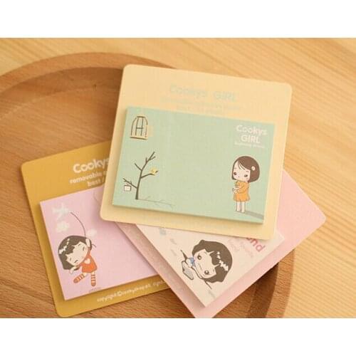 New kawaii cookys girl Sticky Notes Memo Pad memo boards Bookmark School Office Supply for student memo gift