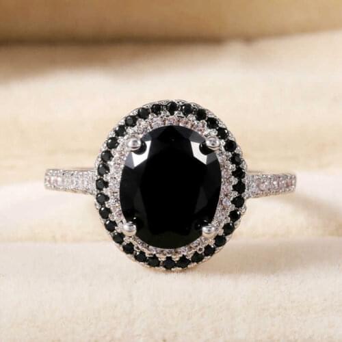 New Oval Fashion Ring for Women Engagement Wedding Size 6-10 Black Cut 2.35ct Ring